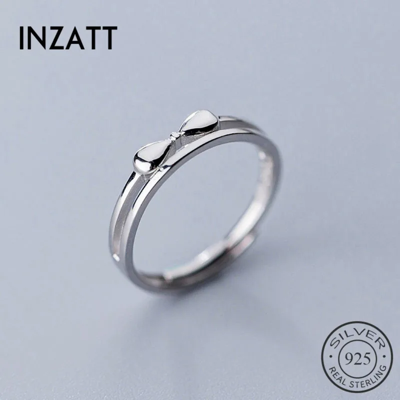 

Женское регулируемое кольцо INZATT, кольцо из стерлингового серебра 925 пробы с бантом, минималистичное изящное ювелирное изделие, милые аксесс...