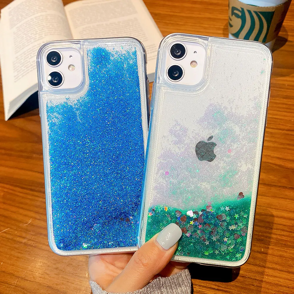 Чехол для iPhone 12 11 Pro Max SE 2020 мини чехлы XR X XS 7 8 6 6S Plus чехол с жидким песком на бампер