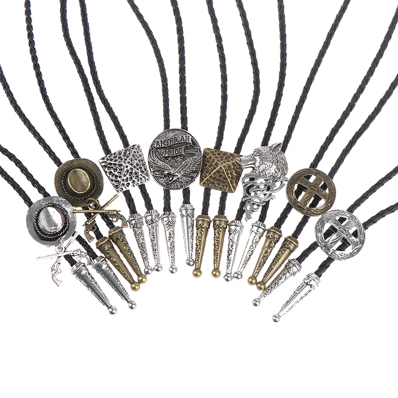 Винтажный Мужской галстук из сплава для мужчин и женщин длинное ожерелье кожаной