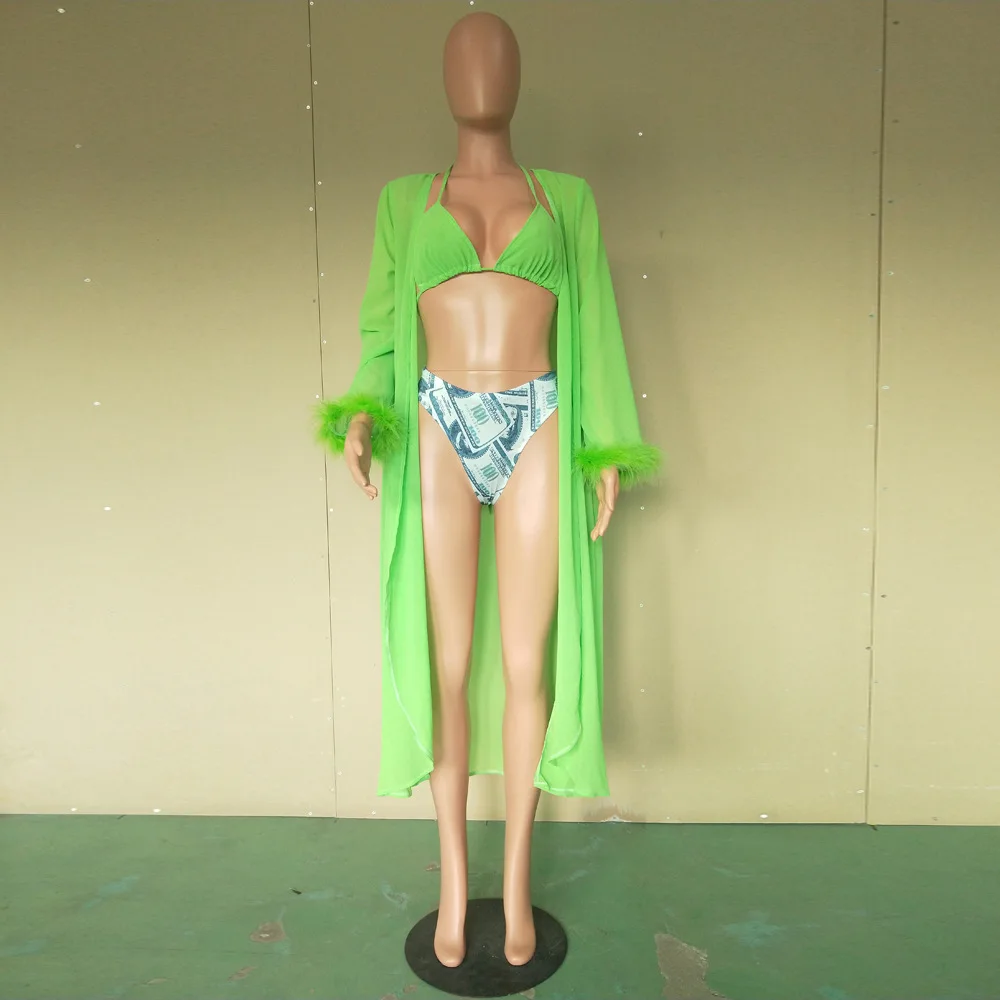 Пляжная накидка с меховой прострочкой купальный костюм комплект из 3 предметов