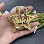 AurolaCo 5580 мм пользовательские Бамбуковые серьги из нержавеющей стали звезда серьги формы на заказ имя серьги хип-хоп серьги для женщин подарок