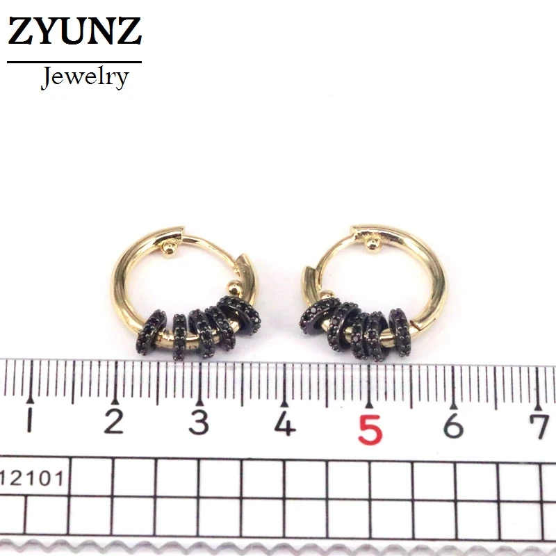 

4Pairs, Trendy Jewelry Charm Floating CZ Earrings for Women Round Hoop Earrings Rainbow CZ Gold Color Wedding Party Gifts