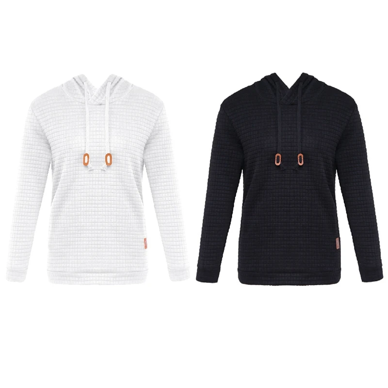 

Толстовка мужская однотонная с длинным рукавом, свитшот с капюшоном, пуловер, повседневный спортивный костюм, белый и черный, 2 шт.