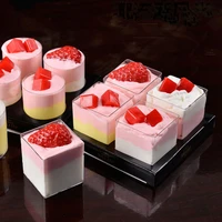 50pcs net red varies shape clear plastic cups yogurt pudding jelliy dessert cake cup birthday party small pastry decoration cup