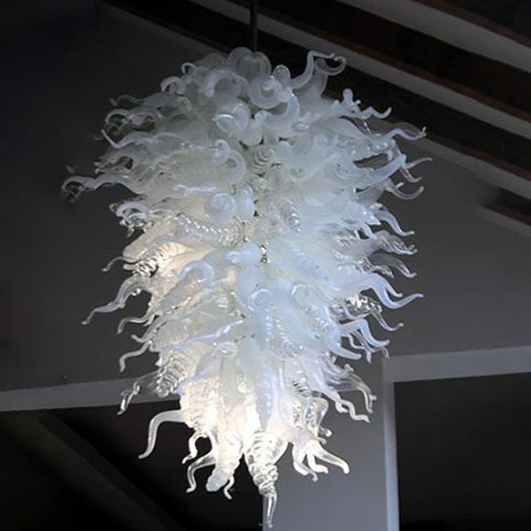 Hand-blown Glass Crystal Chandelier White W80xH120CM LED Art Pendant Light Indoor Lustre Hotel Hall/Parlor Decoration