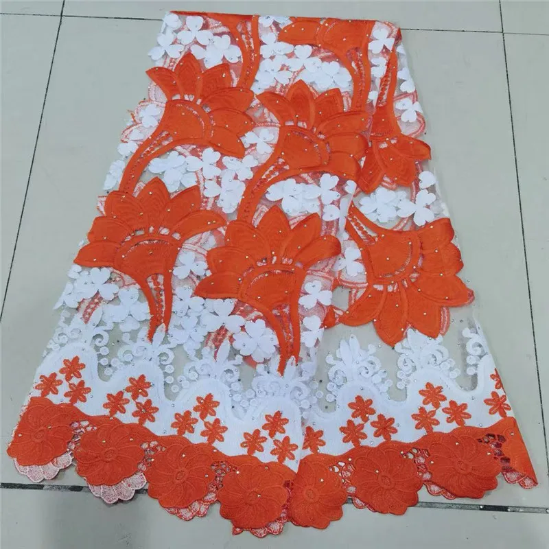 

nigerian guipure lace water soluble fabric stones high quality embroidery african cord lace mesh fabrics 5 yards/pieces