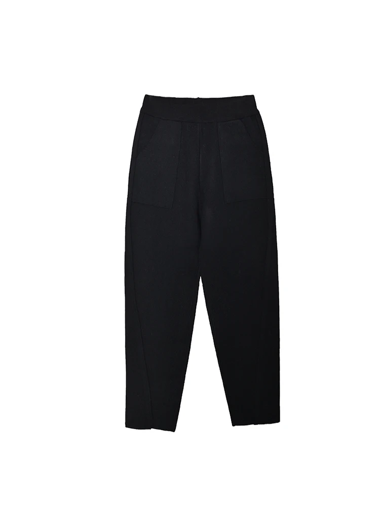 

women's knit Harlan pants, casual pants, loose, high waist, nine-point, Korean style, for winter