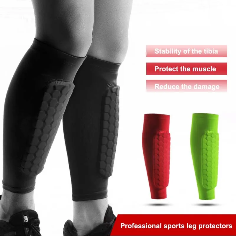 

Outdoor sports basketball running riding calf protection equipment honeycomb anti-collision EVA football leg socks breathable