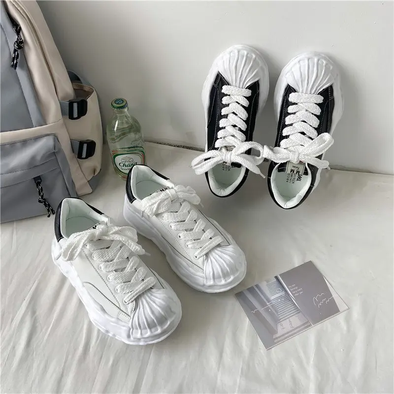 Кроссовки женские массивные Вулканизированная подошва круглый носок толстая