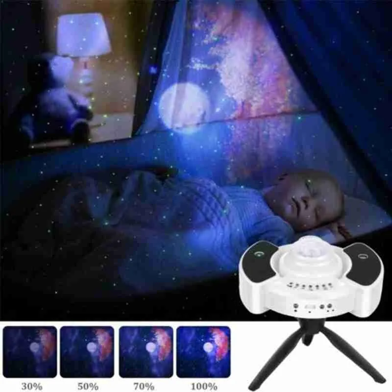 

Starry Sky Projector Led Galaxy Projection Lamp Night Colorful Loudspeaker Star Rotating Bluetooth For Bedroom Light Light W5N4