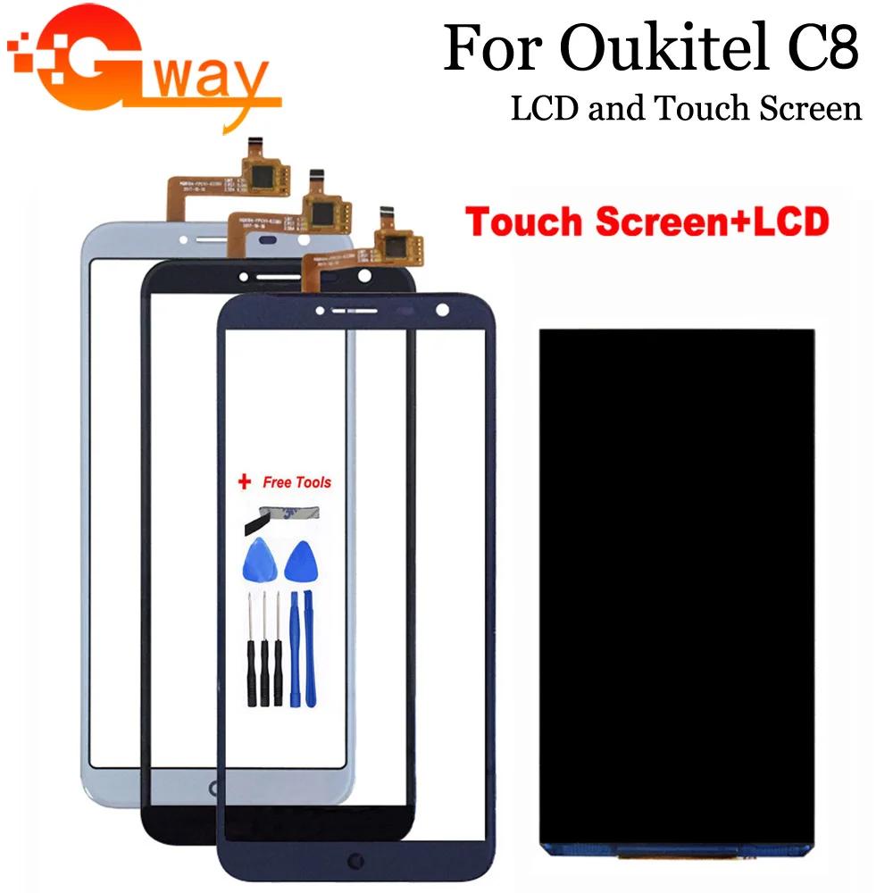 5,5 дюймов для Oukitel C8 ЖК-дисплей Дисплей+ Сенсорный экран тестирование ЖК-дисплей+ дигитайзер Стекло Панель Замена для oukitel c8