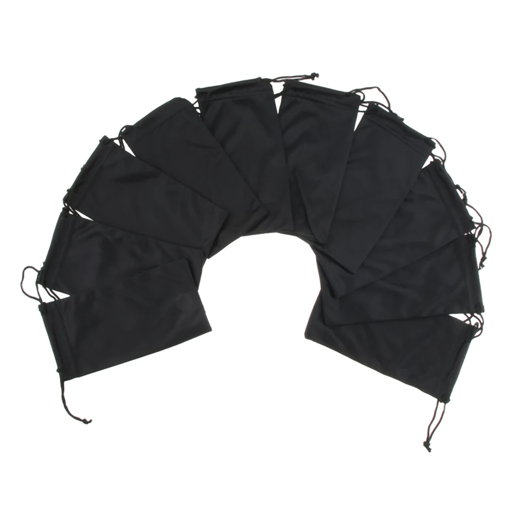 

10x Black Soft Drawstring Pouch Sunglasses Mp3 Gadgets Storage Bag Holder