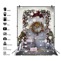 yeele christmas background photography winter snow baby child portrait photo backdrop door outside gift garland photophone props