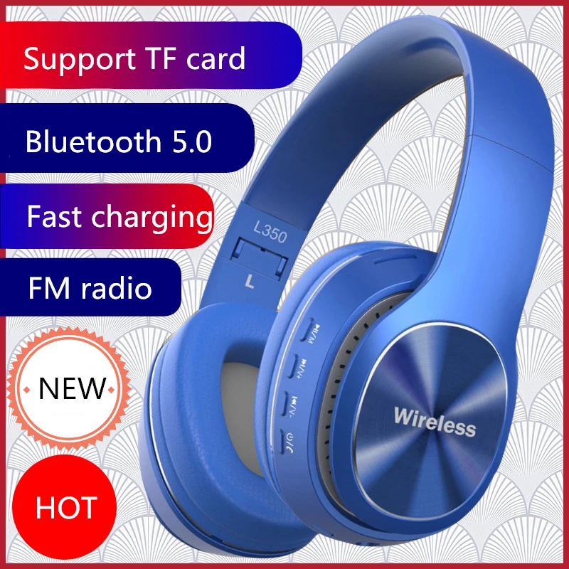

Хит продаж, беспроводные Bluetooth 5,0 наушники L350, спортивные музыкальные стереонаушники с поддержкой TF-карты, 3,5 мм, AUX и FM-радио с микрофоном