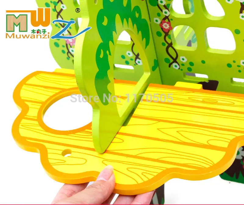 Детская DIY деревянная 3D головоломка кукла на дерево дом снос Собранный портфель