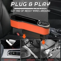 car seat gap filling wireless charging storage box holder multifunctional auto usb charging port and seam pockets trunk organize