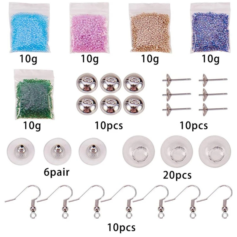 

1 Set Delicate Chic DIY Jewelry Necklace Ear Studs Earring Findings Glass Beads