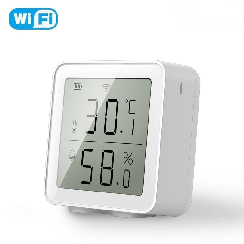 

WIFI Temperature And Humidity Sensor Indoor Hygrometer Thermometer With LCD Display Support Alexa Google Assistant