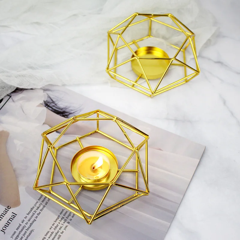 

New Year Home Decor Candlestick Candlesticks For Candles Simple European-style Golden Ornaments Wrought Iron Centerpieces