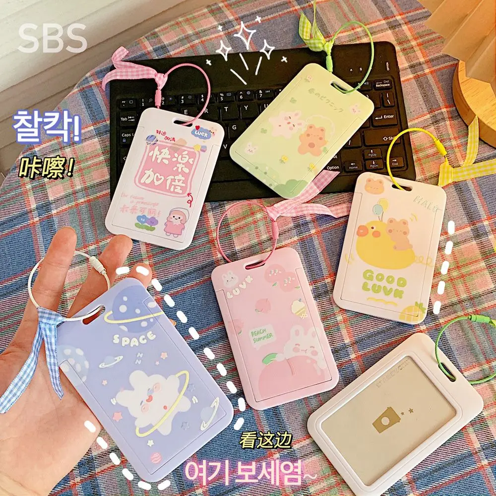 

Women Men Business Card Holder Bank Cartoon Cute Retractable Credit Card Holders Bank ID Holders Badge Child Bus Card Cover Case