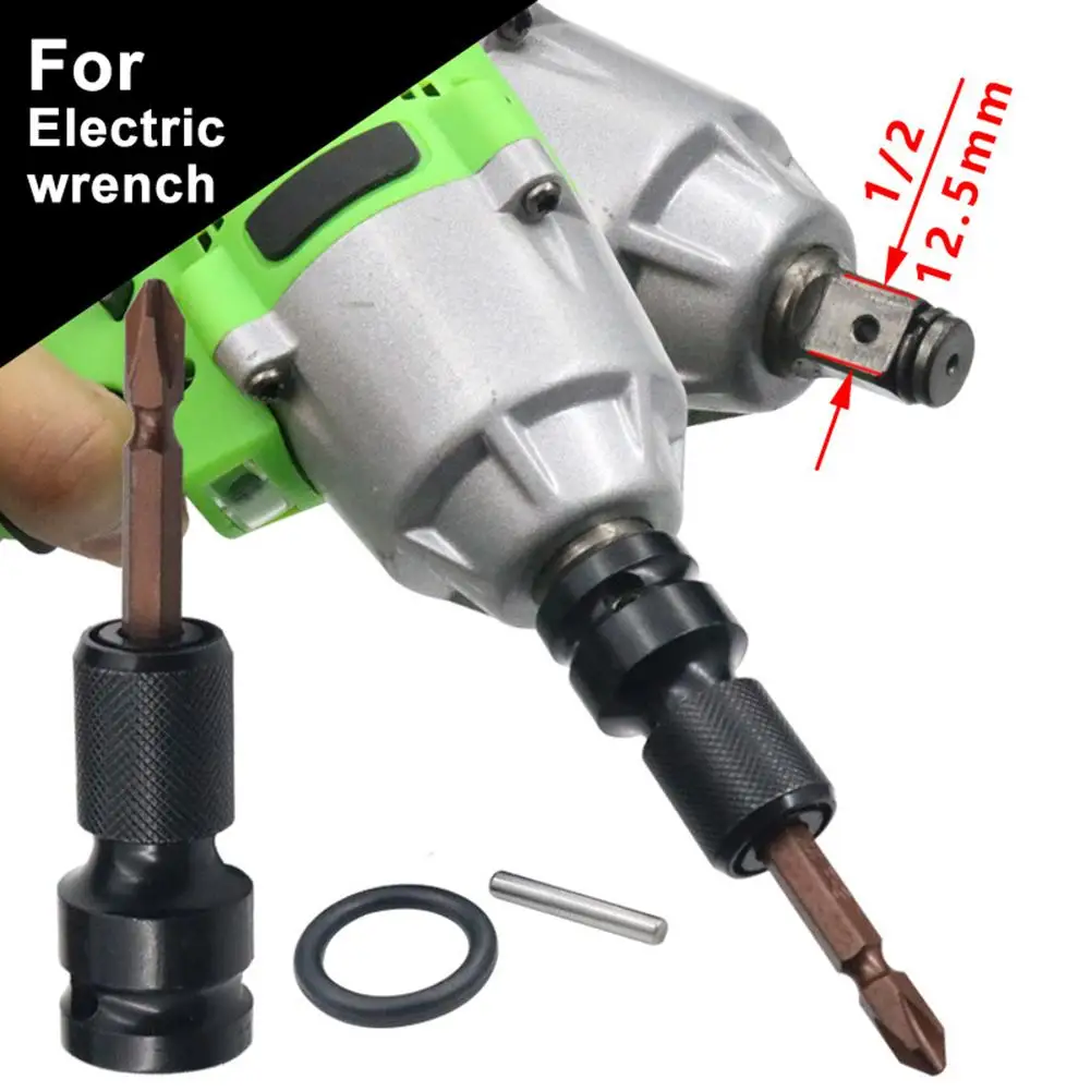 

1/2inch Drive to 1/4inch Hexagon Shank Chuck Air Power Wrench Converter Adapter