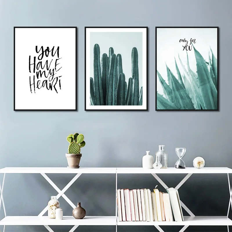 Зеленое растение алоэ кактус ананас маленькая свежая Картина на холсте постеры