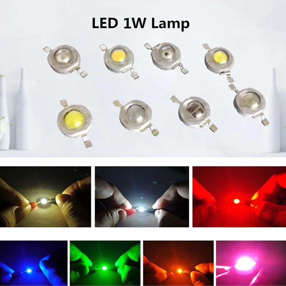 

10Pcs 1W LED High Power Lamp Beads Super Bright Chip Warm White/Red/Green/Blue/Yellow Night Light