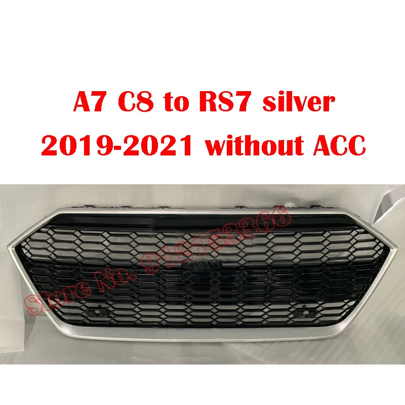 

Car Front Styling Middle Grille Sport Hex Mesh Honeycomb Hood Auto Bumper Center Grill For Audi A7 C8 2019-2021 to RS7