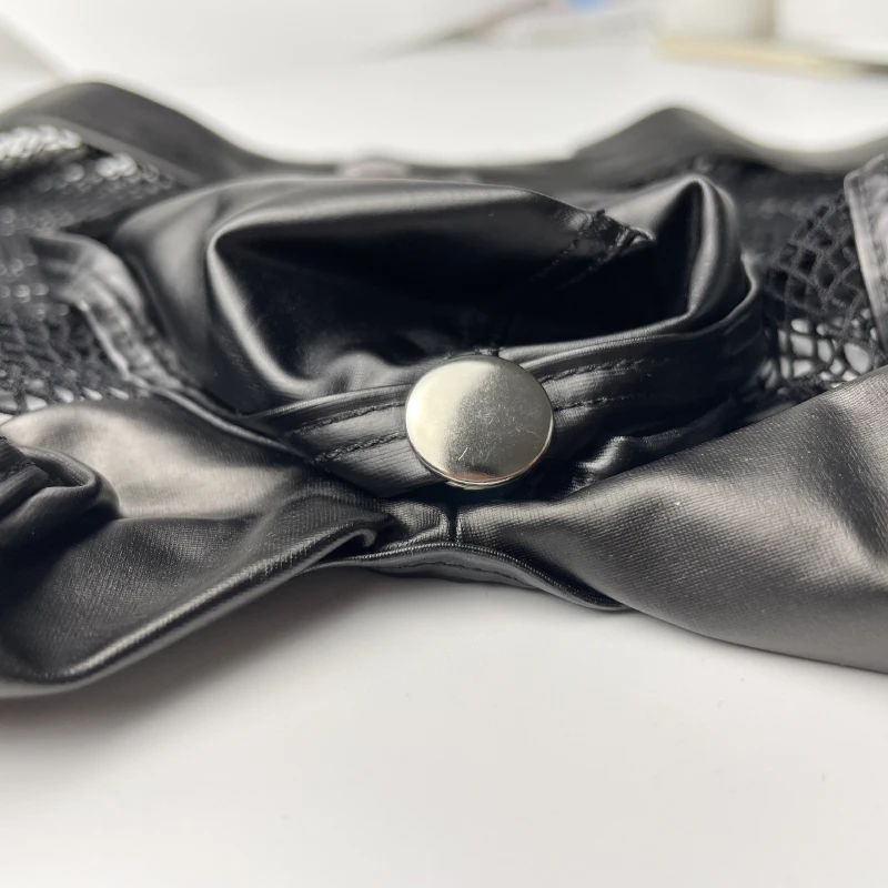 Мужские прозрачные трусы боксеры AIIOU черные сетчатые из искусственной кожи с