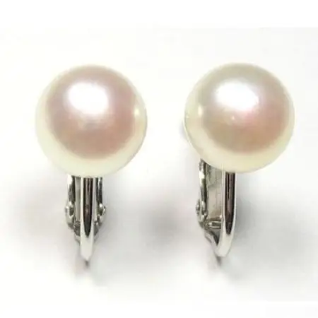 

New Favorite Pearl Store Genuine White Real Freshwater Pearl 18K WGP Screw Clip Earrings Wedding Party Perfect Lady Gift