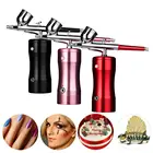 Комплект аэрографа двойного действия компрессор Портативный воздушные кисти Краски пистолет-распылитель для нейл-арта, дизайн татуировки с прекрасным тортиком адаптер для розеток европейского стандарта