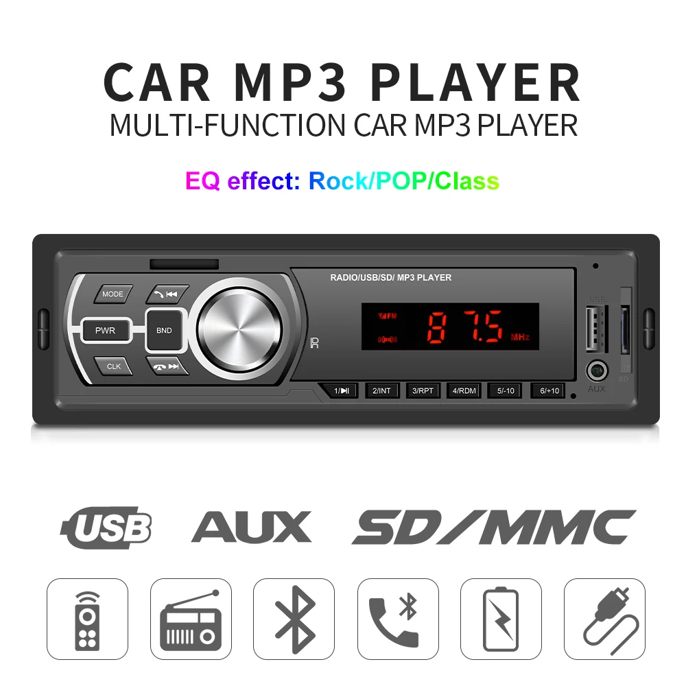 AMPrime автомобильный радиоприемник стерео плеер Bluetooth телефон MP3 FM/USB/дистанционное