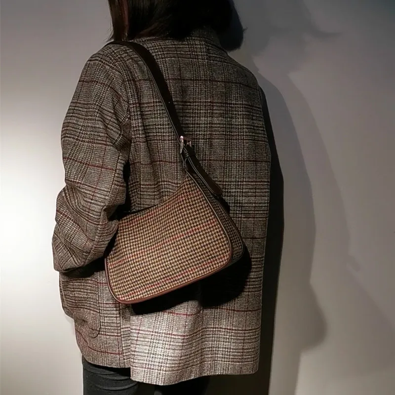 Винтажные Женские клетчатые сумки на плечо брендовая сумка через женская