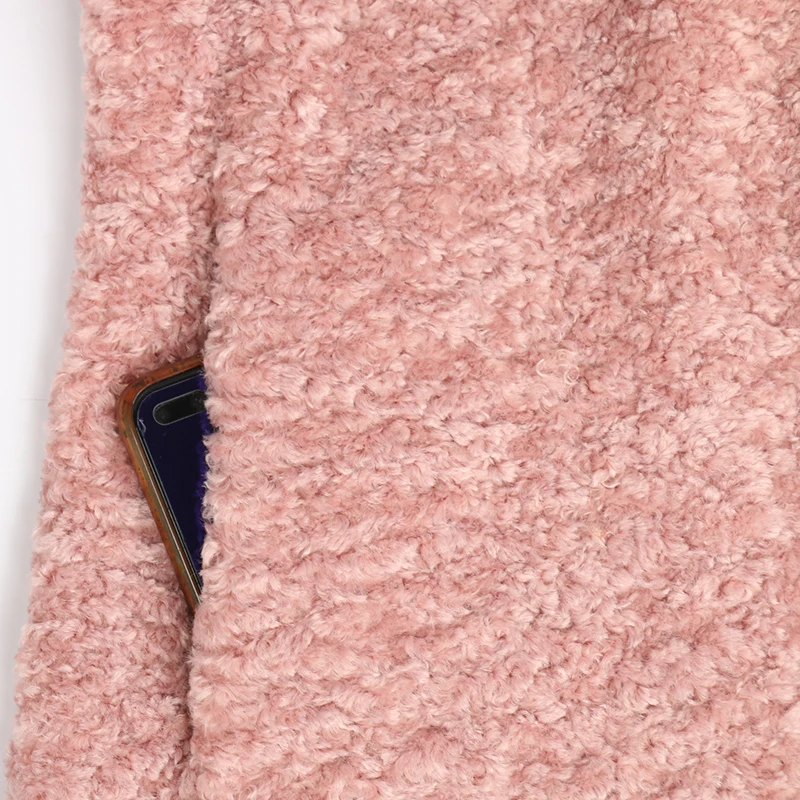 

Nerazzurri Womens Winter Clothing Soft Warm Furry Karkul Fur Coat Lapel Slim Fit Designer Elegant Luxury Fluffy Jacket Fashion