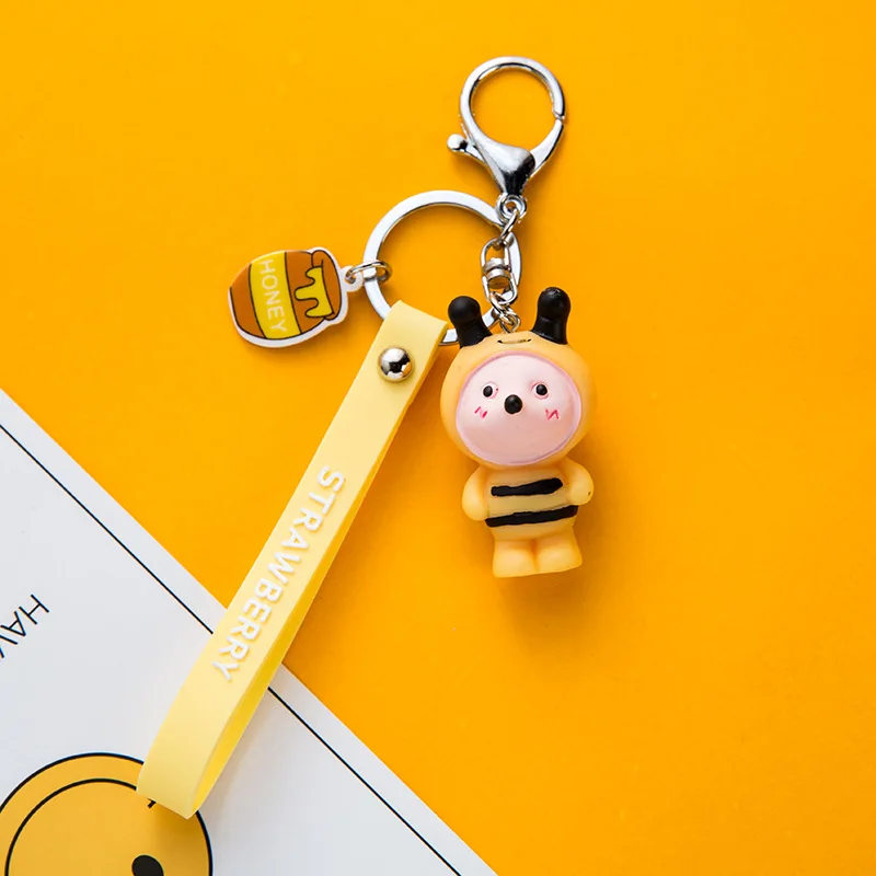 

Cute cartoon Panda keychain Silicone Key chains For Women 3D Animal Keyrings For Car Key Holder bag ornaments accessories 2020