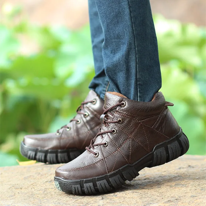 Модные мужские ботинки Высококачественные ботильоны из натуральной кожи Теплая