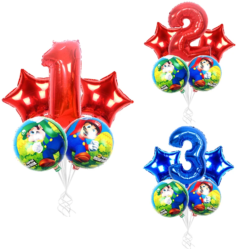 5 шт. воздушные шары &quotСупер Марио&quot 32 дюйма цифры мальчик девочка день рождения
