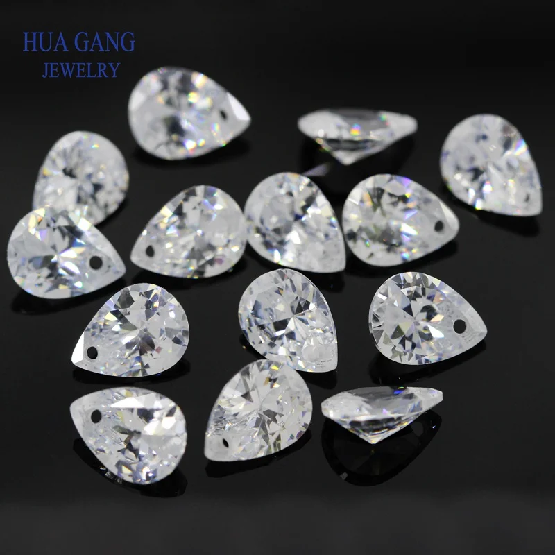 

500pcs Single Hole AAA Pear Shape Brilliant White Cubic Zirconia Stone For Jewelry Making 4x6 High Quality Loose CZ Beads