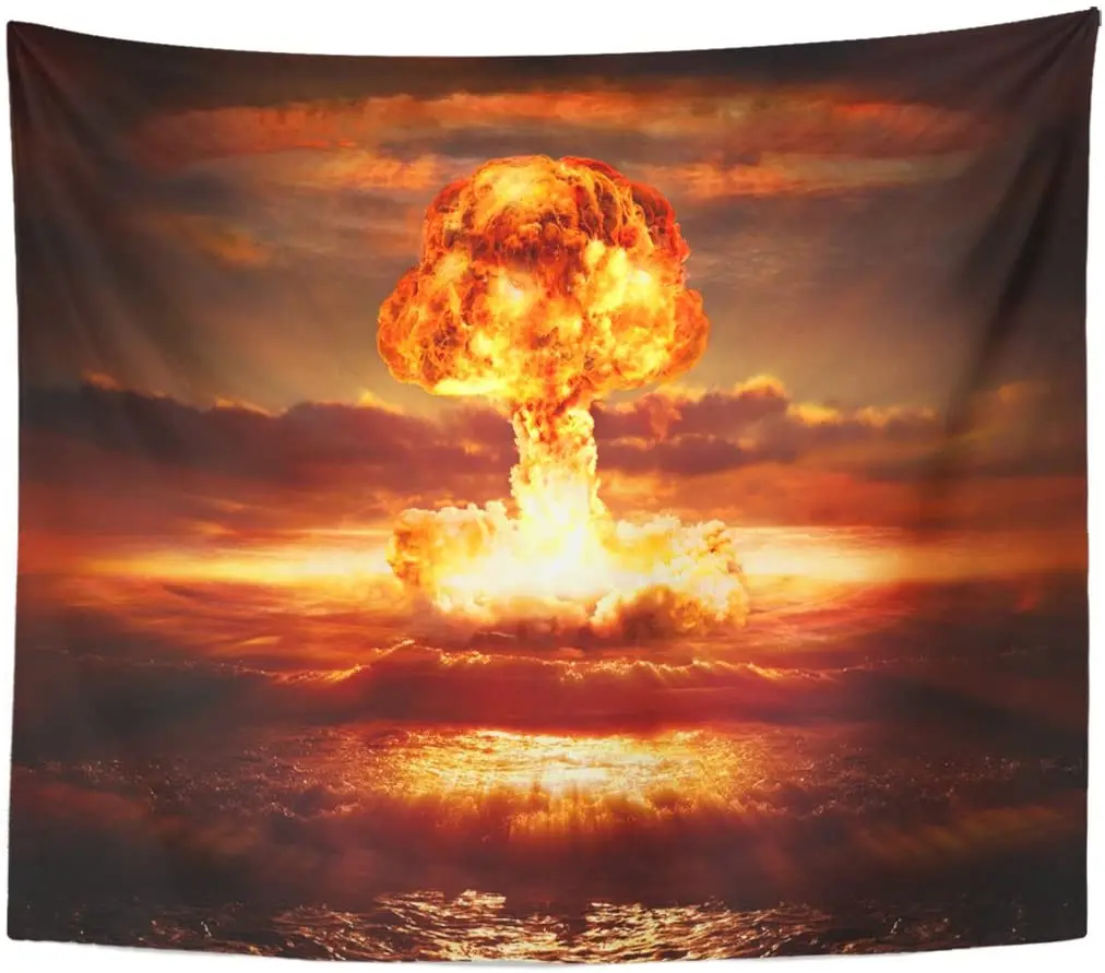Красный атомный взрыв ядерная бомба в океане желтая фотография домашний декор