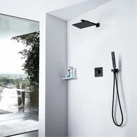 in wall concealed rain shower hot and cold black single handle dual control embedded faucet set