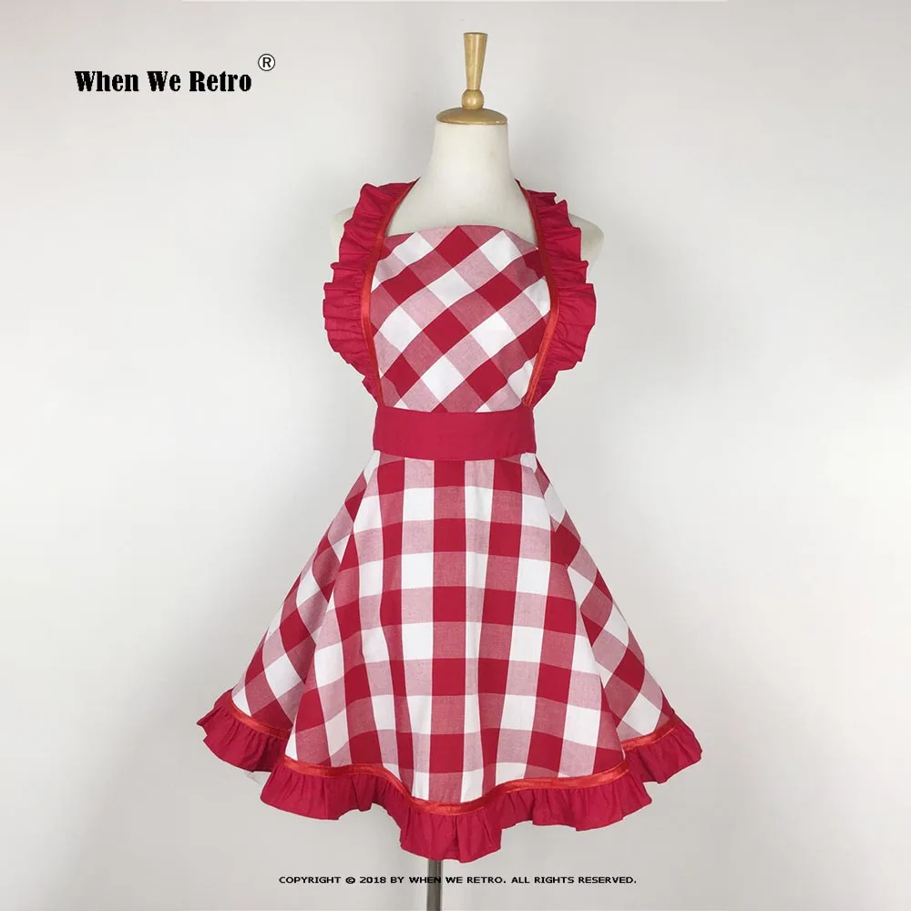 Винтажный хлопковый фартук в стиле ретро SP1562 кухонные фартуки на шнуровке с