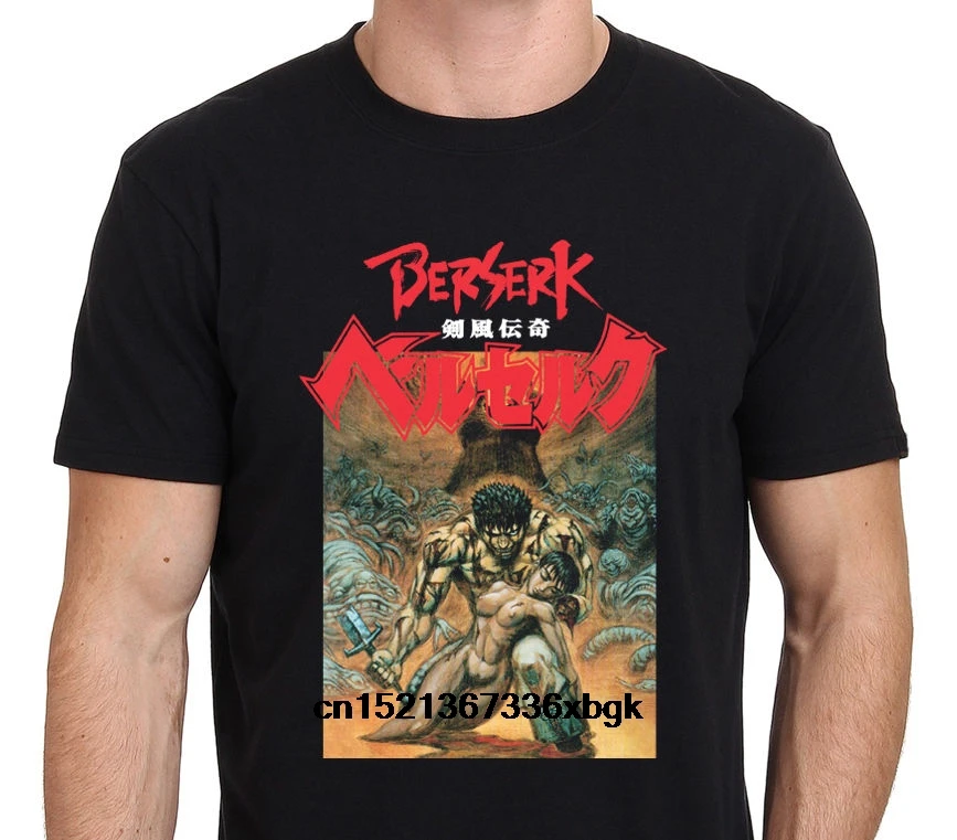Men 2018 Summer Round Neck T Shirt customized T-shirt Berserk Manga Japanese Anime Movie War Black T-Shirt |