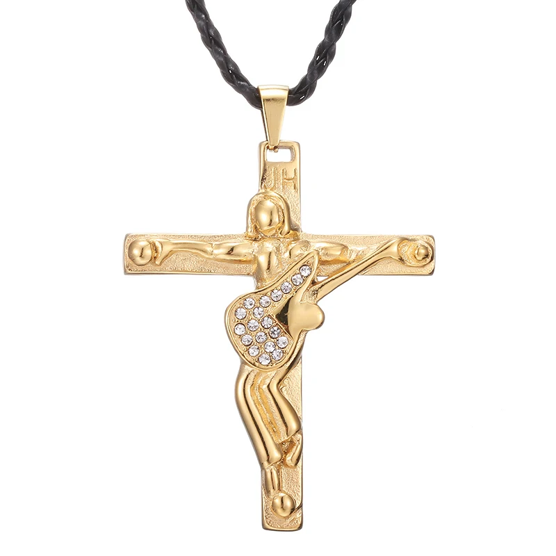 Персонализированные Золотой крест ожерелье Мода Rope цепи Кристалл ожерелья Rhinestone