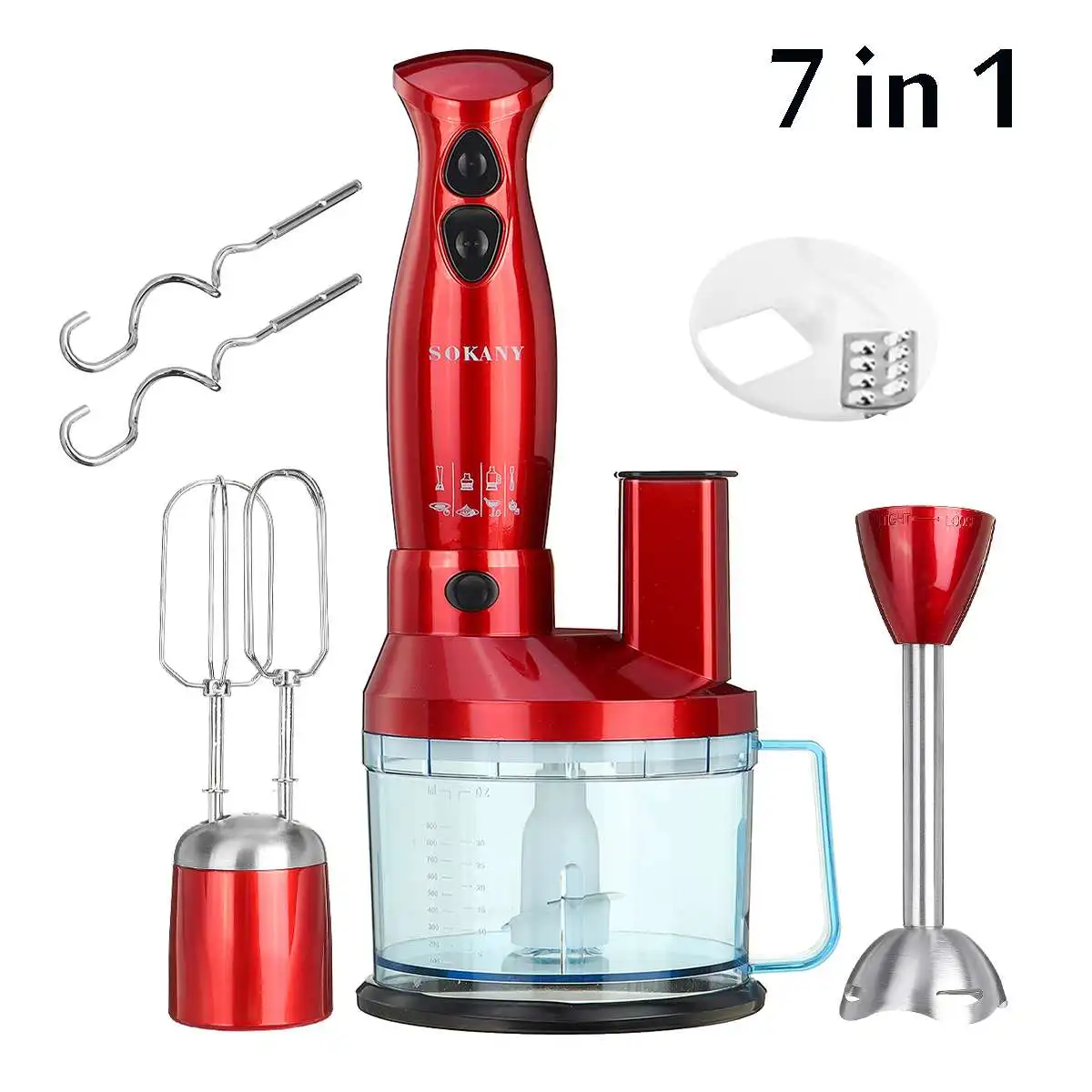 

7 in 1 Stainless Steel 700W Immersion Hand Stick Blender Mixer Vegetable Meat Grinder Electric Kitchen Food Meat Processor