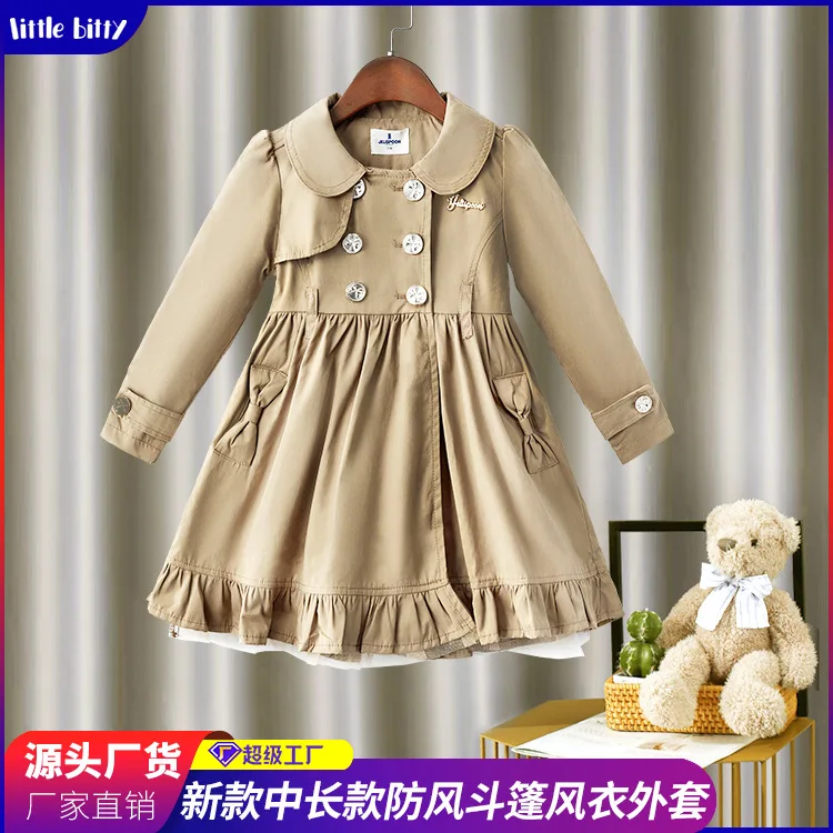 

Baomingjie Baby coat cloak 2021 autumn/winter new children's long fashion western style windbreaker coat children's clothing