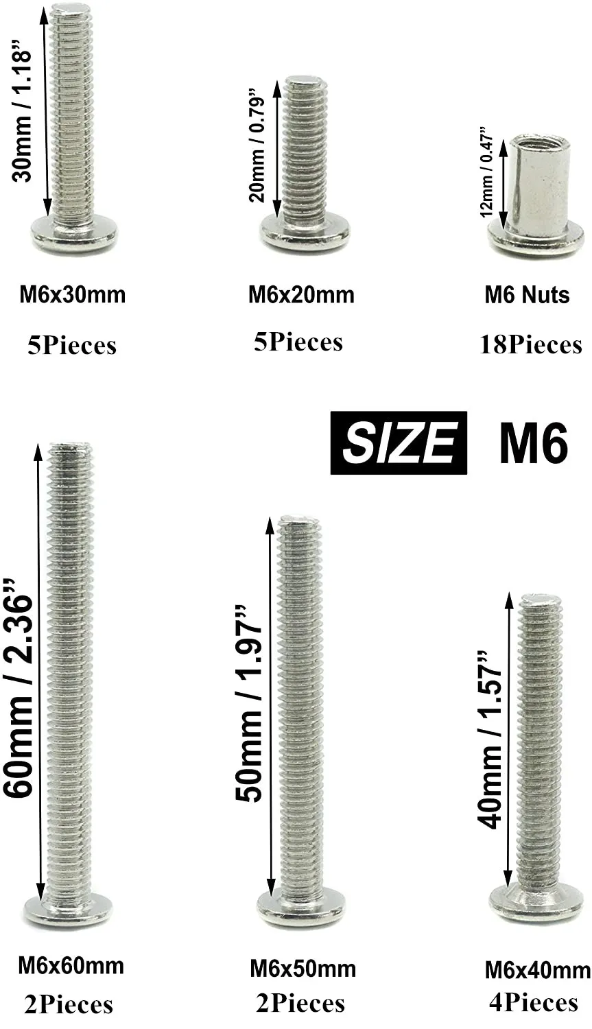 Заклепка с шестигранной головкой потайной болт и цилиндрическая гайка M6X20 мм/M6X30