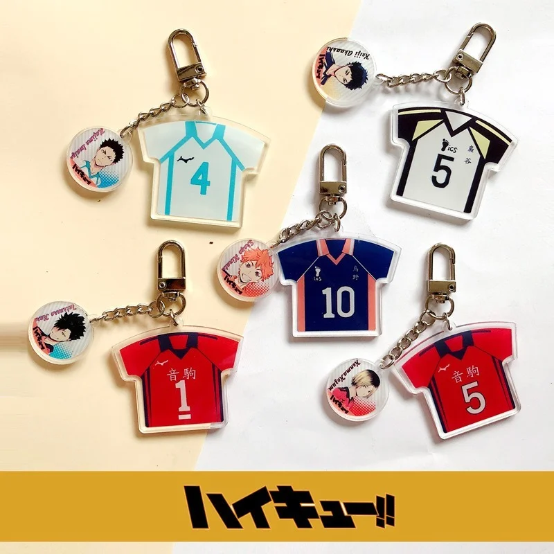 

Wholesale 5 Pcs Japanese Anime Haikyuu!! Keychains for Men Women Gifts Acrylic Jersey Pendant Key Chains Backpack Accessories
