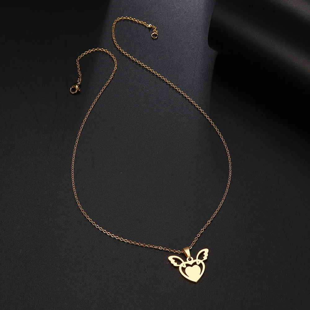 Ожерелье из нержавеющей стали CACANA для женщин кулон с крыльями ангела колье