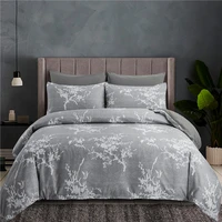 lightweight microfiber duvet cover set grey and white floral branches printed pattern single twin full queen king size