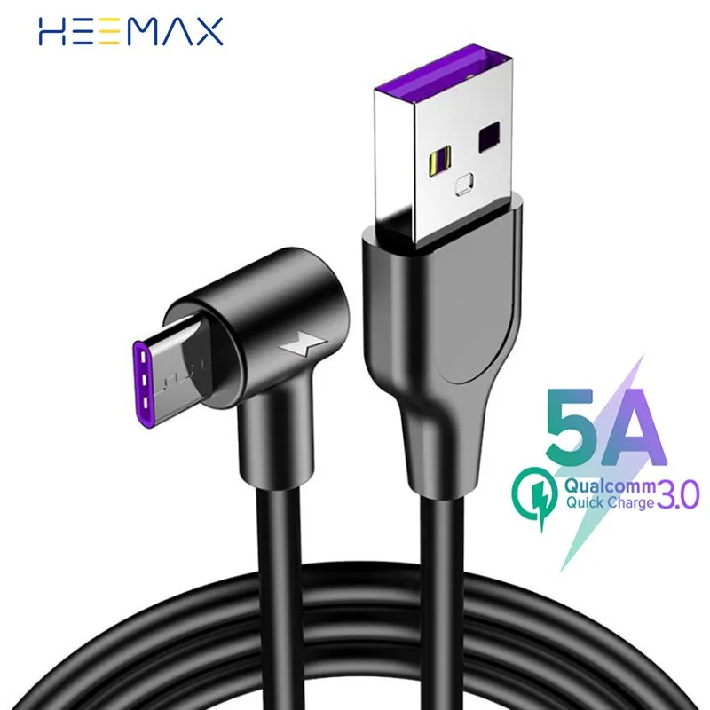 Кабель Micro USB Type-C для быстрой зарядки и передачи данных 5 А 90 градусов Huawei P40 IPhone